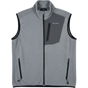Eddie Bauer First Ascent Vest Mens M Fleece Full Zip Chest Pocket Gray